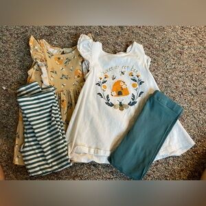 4 piece toddler leggings and shirts mix and match sets.